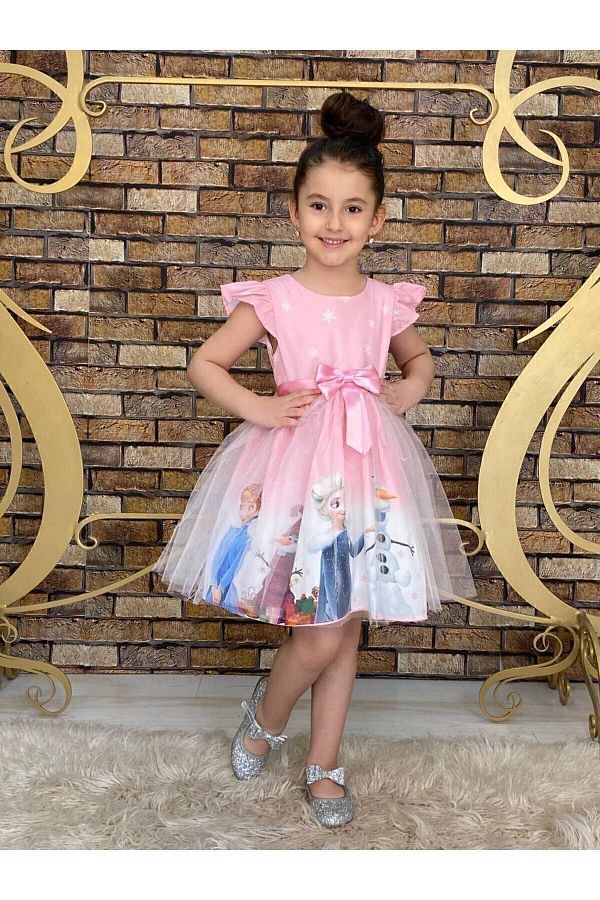 Ne eli Bebe Girl s Frozen Elsa Pink Dress Trendyol