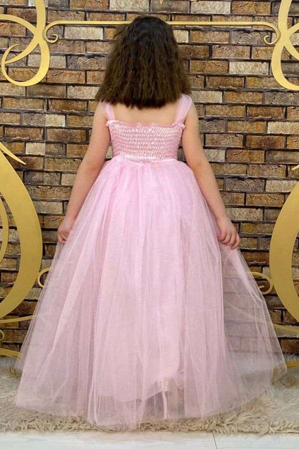 AB YEK DS Dusty Pink Full Length Children s Evening Dress Sequin Detailed Show and Party Dress Aby4456 Trendyol