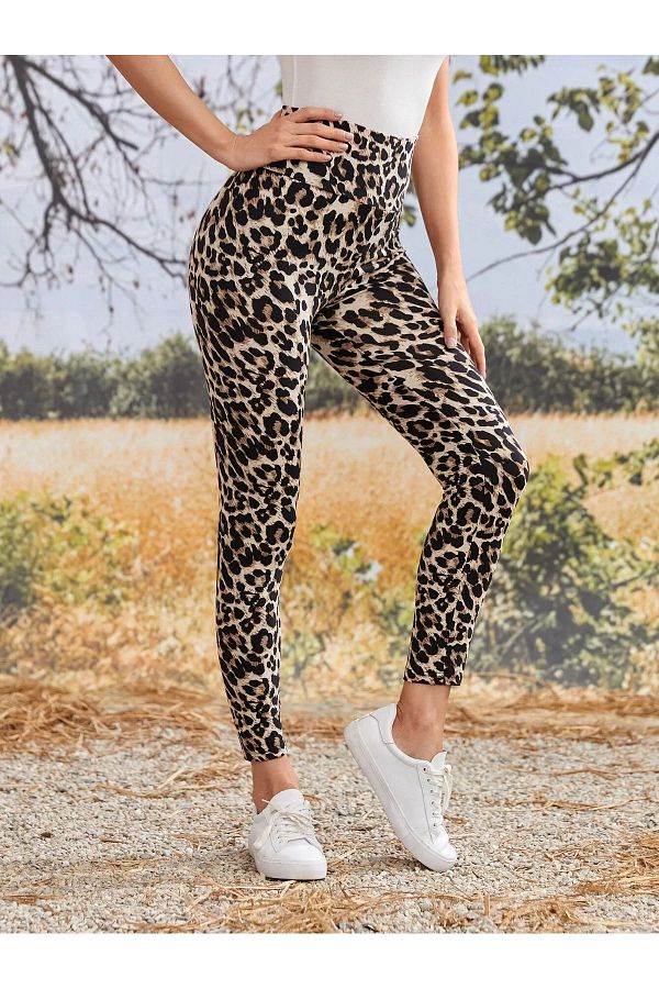 Leopard print sports leggings clearance