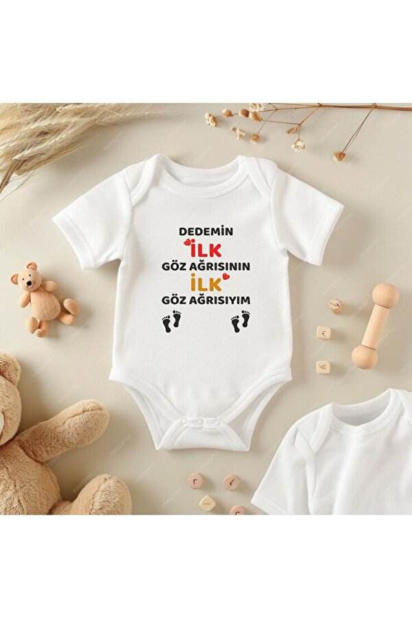 yeşil baskı merkezi dedemin ilk göz agrısının ilk göz agrısıyım baskılı pamuk bebek zıbını