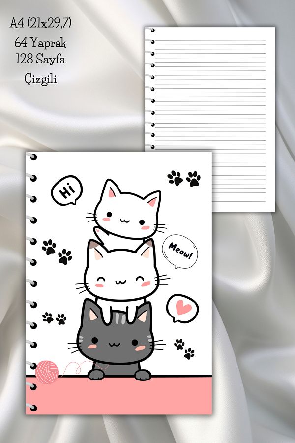 daily notebook-دفتر ملاحظات مدرسي حلزوني مخطط 64 صفحة - مقاس A4 (21x29,7 سم) 1