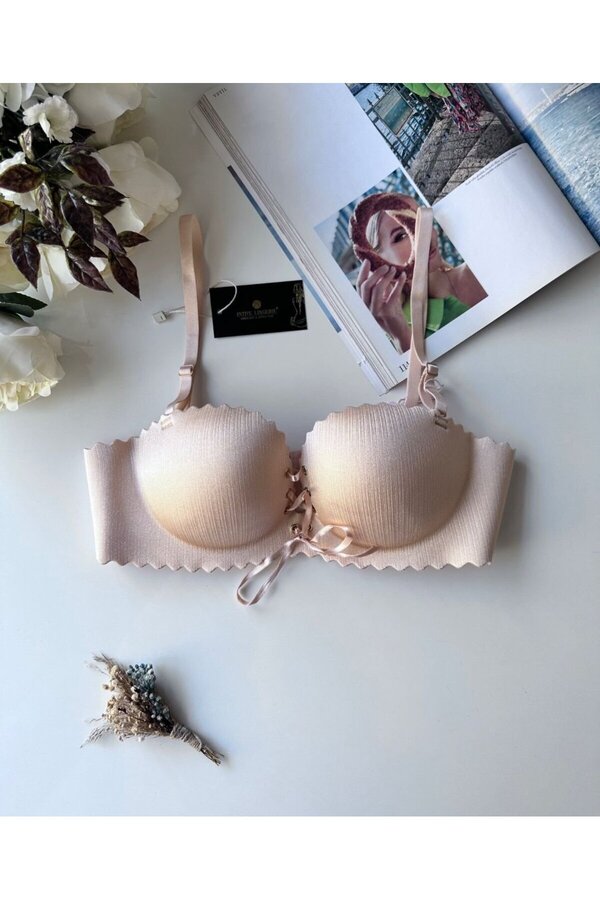İntive Lingerie-Lady Laser Cut Front Tie Imported Push-up Maximizer Bra 1