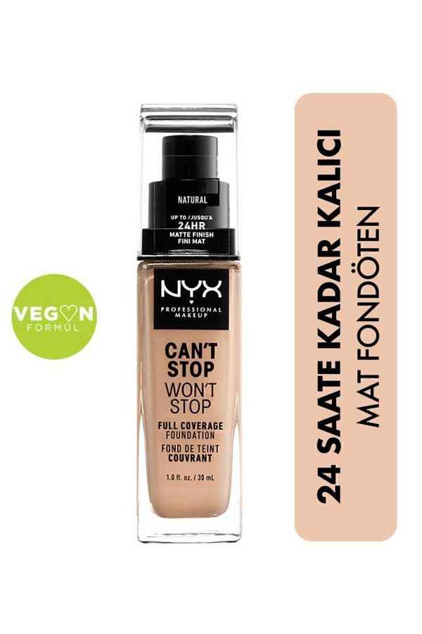 NYX Professional Makeup-Foundation - Can't Stop Won't Stop Full Coverage Foundation 07 Natural 30 ml800897157234 1