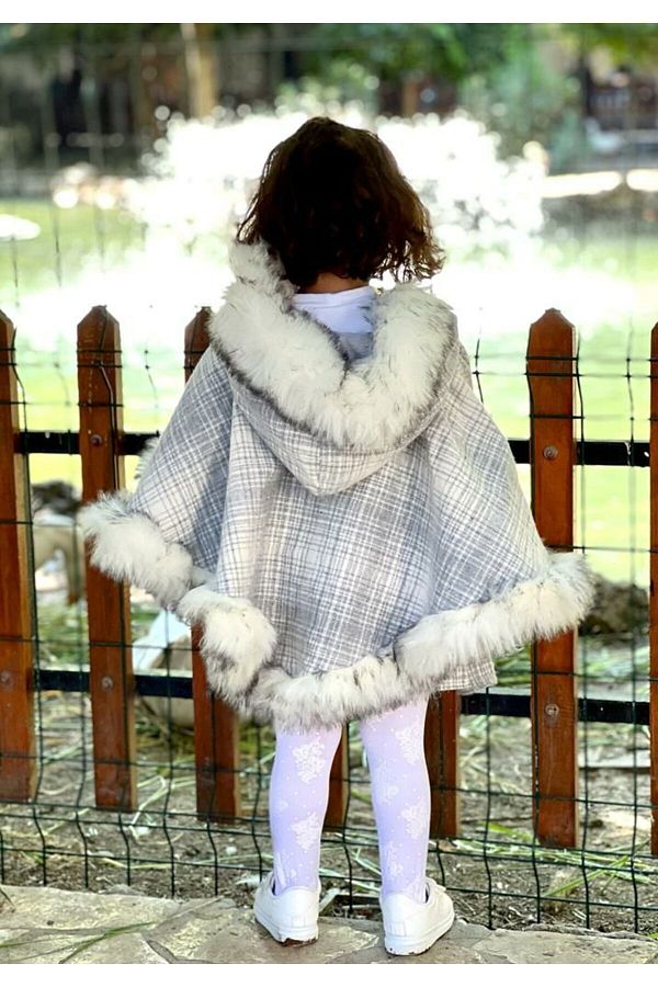 elfanto kıds-Girl's Fur Detailed Hooded Stitch Pants and Skirt 1
