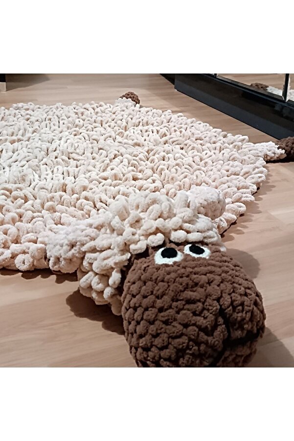 Moda Biçer Yumuşacık El Örgüsü %100 Organik Antialerjenik Kuzulu Çocuk Odası/ Oyun Halısı