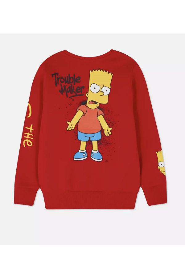 Lolliboomkids-Kids Red Color Trouble Maker Bart Simpson Red Color Sweatshirt 1