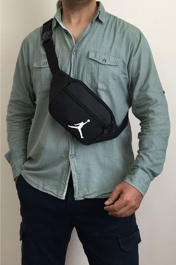Outlet Car m Men s Black Sports Bag Two Compartments Waist and Cross Shoulder Bag Trendyol