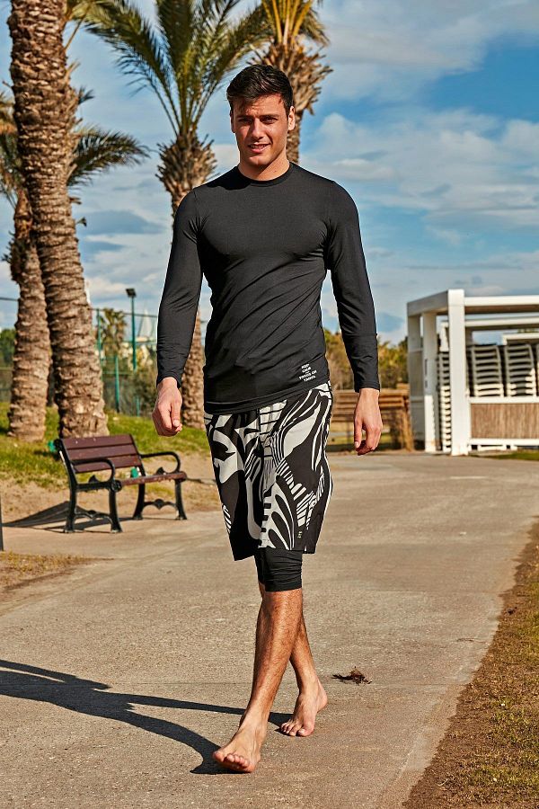 Marina-Men's Patterned Black Shorts - S2403 1