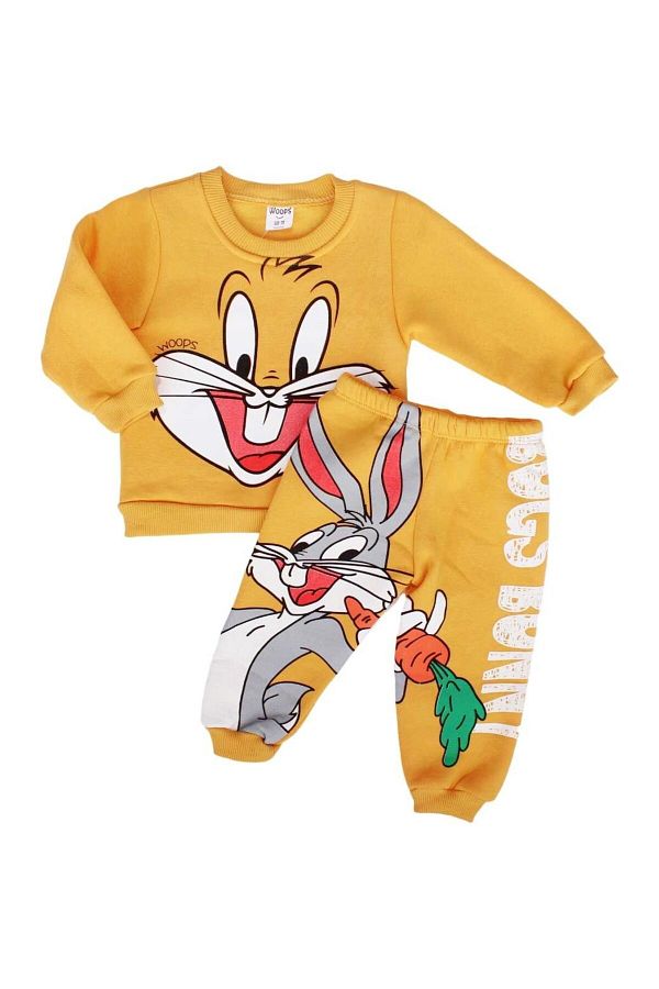 bebegen Yellow Bugs Bunny Printed Unisex Fleece Set of 2 Trendyol