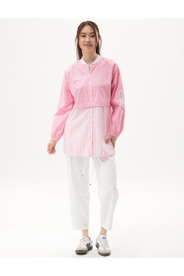 Kayra Candy Pink Half Zip Tunic Trendyol