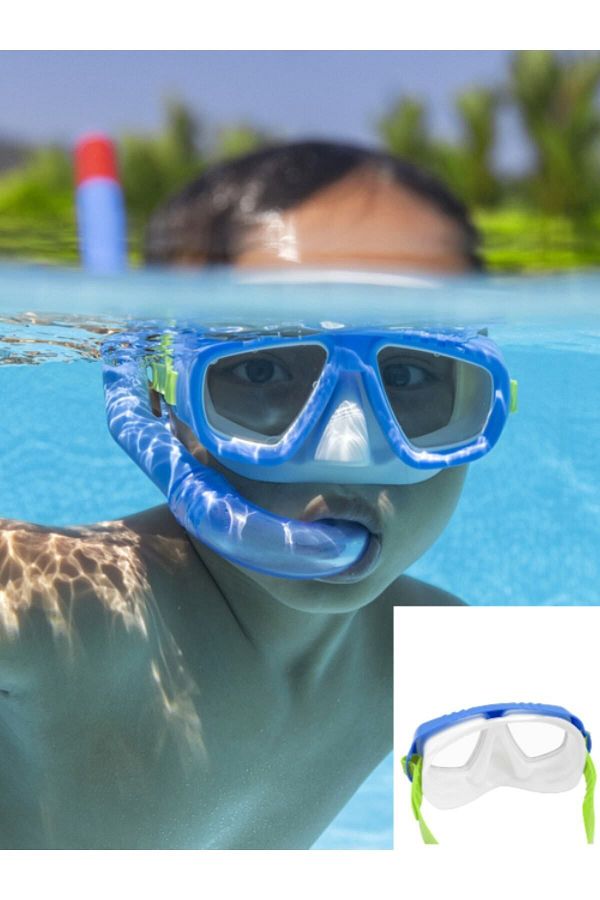 TOYFEST Fun Children s Swimming Pool Sea Goggles Mask and Snorkel Set Blue Model Ages 3 7