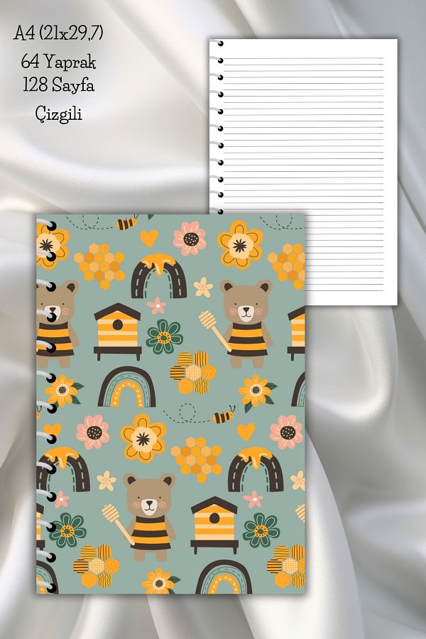 daily notebook-دفتر ملاحظات مدرسي حلزوني مخطط 64 صفحة - مقاس A4 (21x29,7 سم) 1