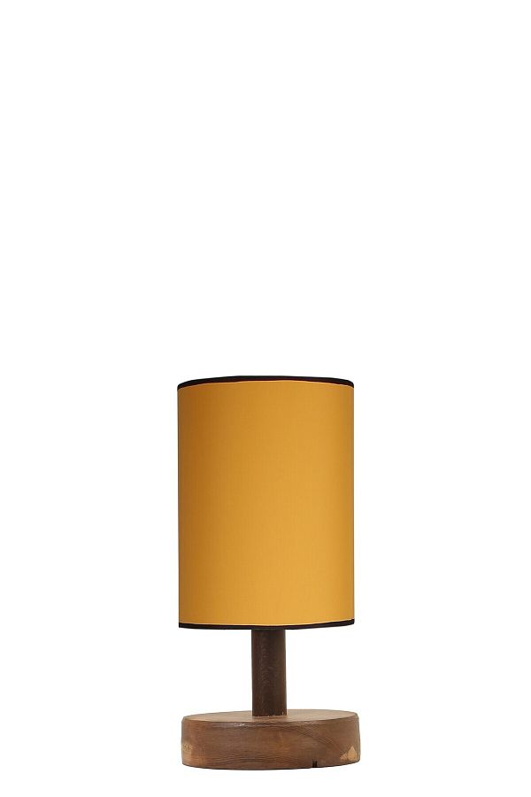 Lumexx-ANKA Walnut Mustard Table Lamp with Lampshade 1