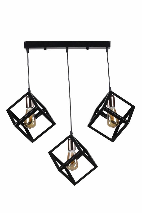 Lumexx-Black Copper 3-Piece Square Pendant Lamp Set - 7824-3 1
