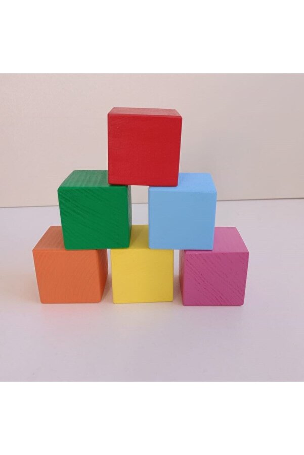 Moccotoys Montessori Renkli Küpler 6 Lı (Masif Ahşap)