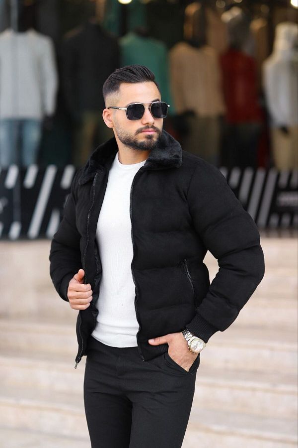 Suede puffer jacket mens cheap