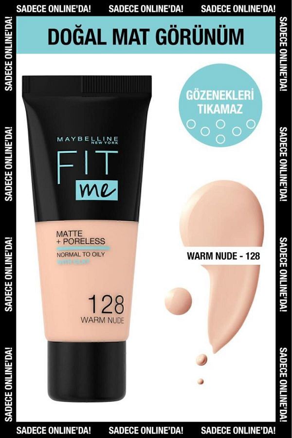 Maybelline New York-Fit Me Matte Poreless Foundation – 128 Warm Nude 1