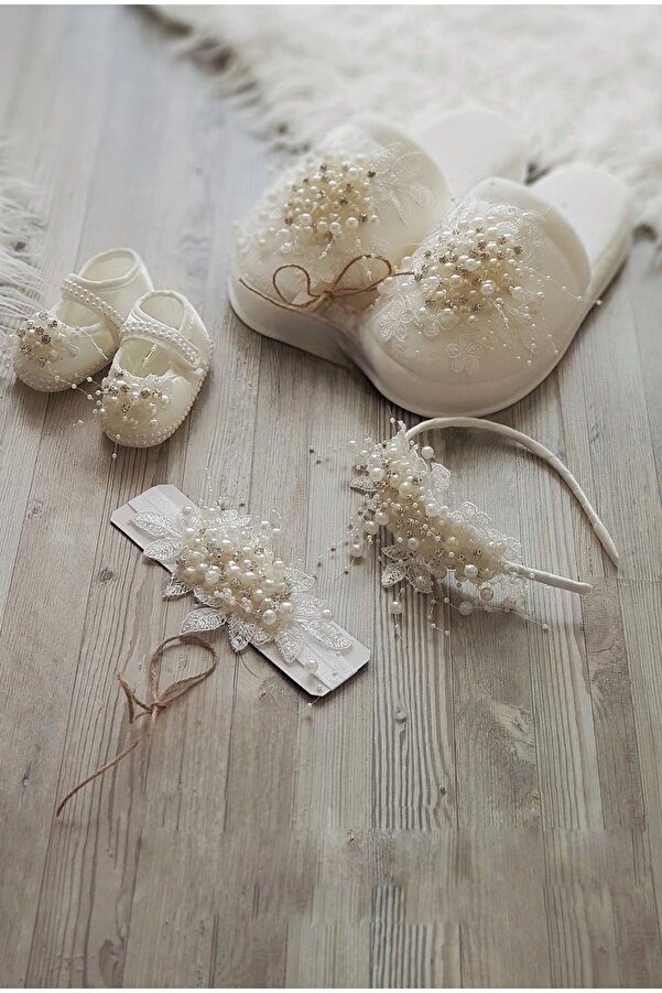 çiğdem kaya design Özel Tasarım Dantel Incili Anne Bebek Lohusa Hastane Çıkış Takımı