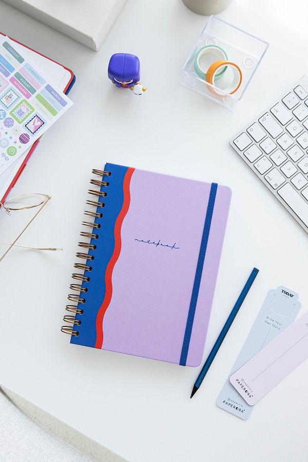 PAPERORA-A5 Lilac Unlined Spiral Notepad - Solid Design with Hard Cover and Elastic 1