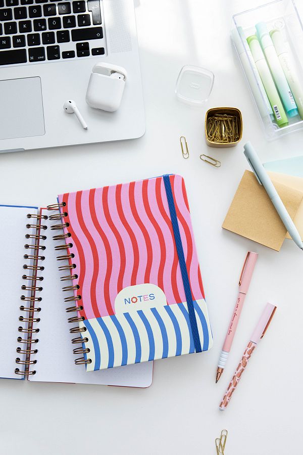 PAPERORA-A5 Checked Spiral Notepad - Hard Cover and Elastic Waves 1