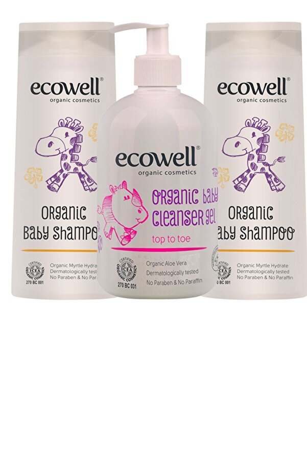 Ecowell Organik Bebe Şampuanı 2 Adet + Organik Temizleme Jeli