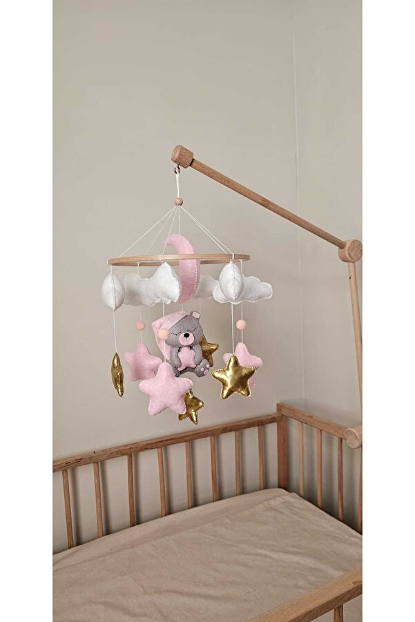 hobiimobiii Dönence (MÜZİKLİ) Bebek Beşik Süsü Keçe Dönence Ayıcık