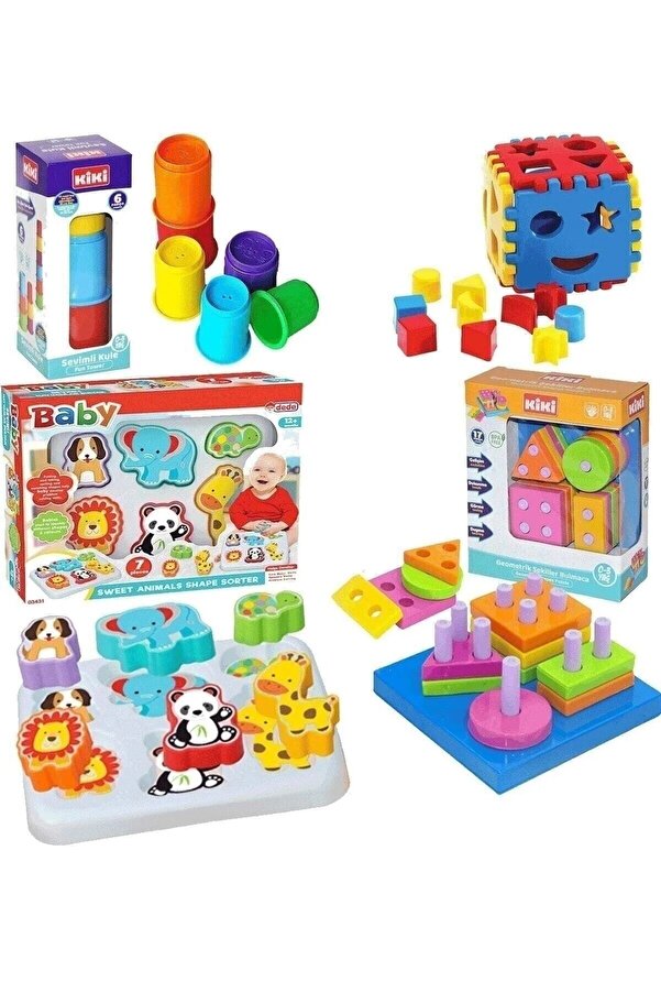 Fırsat Oyuncak Oyuncak Bultak Eğitici Geometri Şekiller Dizayn Kule Neşeli Hayvanlar Zeka Geliştirici Set