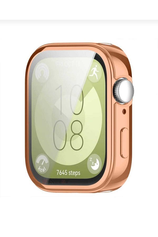 FirstModel Huawei Watch Fit 3 Compatible Silicone Screen and Rose Gold Case Protector Trendyol