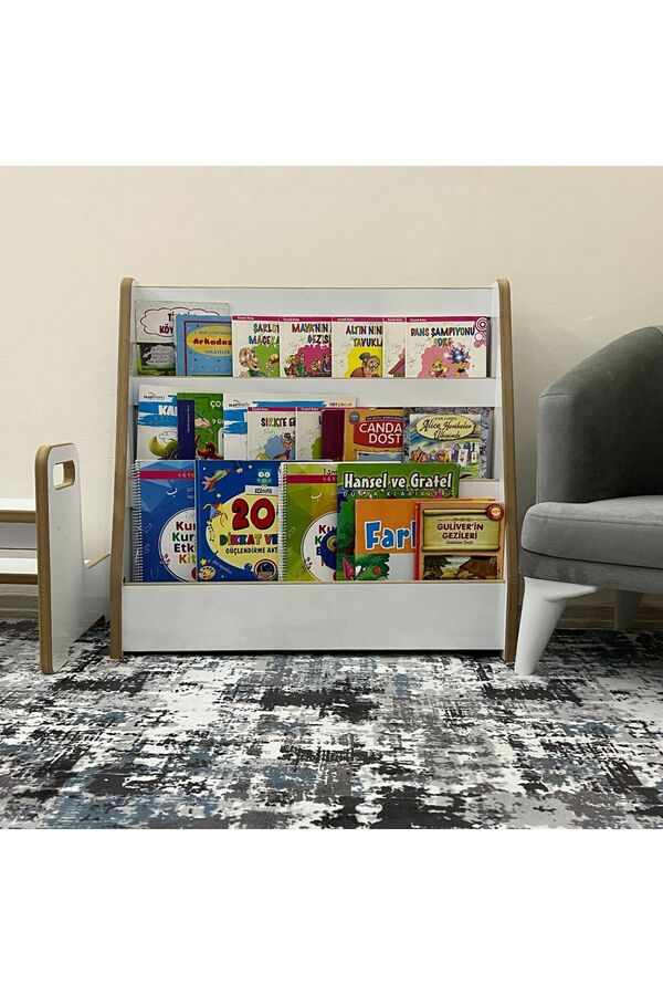 Emdief Home Melis 3 Raflı Kitaplık - Bebek Çocuk Oyun Odası Melis 3 Raflı Montessori Kitaplık