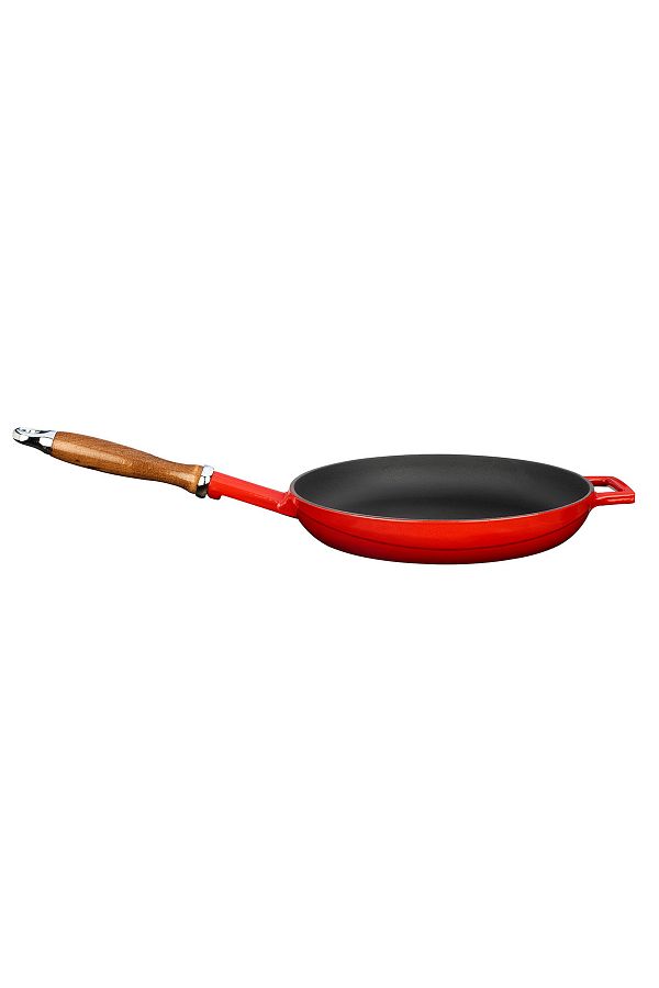 Lava-Cast Round Frying Pan with Cast Iron and Wooden Handle Diameter(Ø)28cm 1