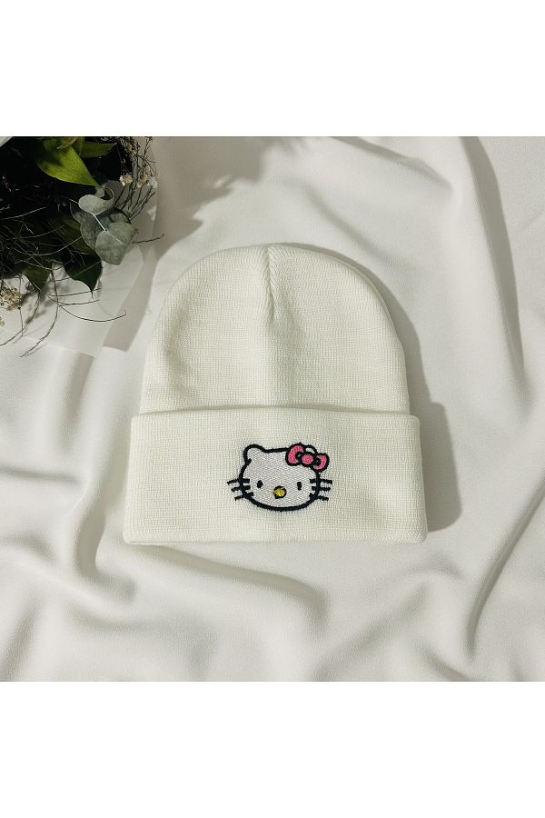 TOFY BUT K Hello Kitty Printed Beret White Trendyol