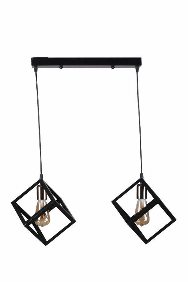 Lumexx-Black Copper Square Pendant Lamp - 2-Piece Row 7824-2 1