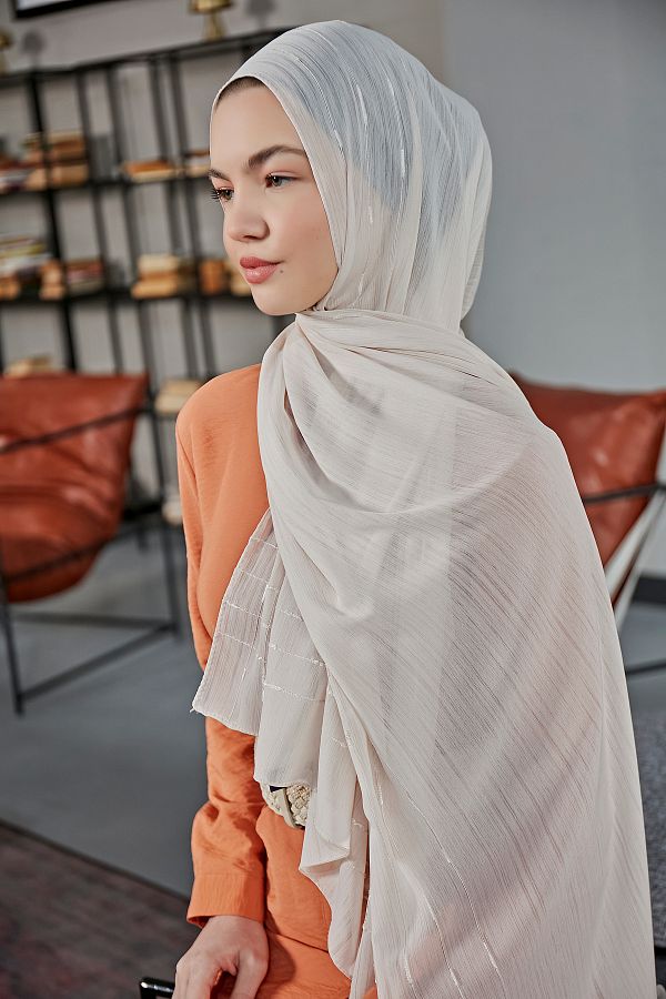 Scarf-Chiffon Shawl - Fancy Stripe Detailed 1