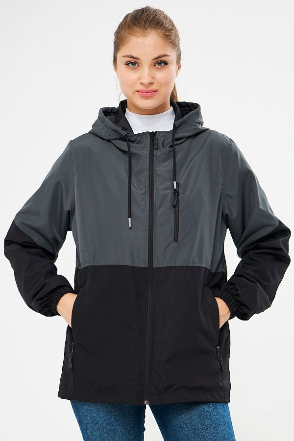 River Club Women s Anthracite Black Two Color Lined Windproof Hooded Raincoat with Pockets Trendyol