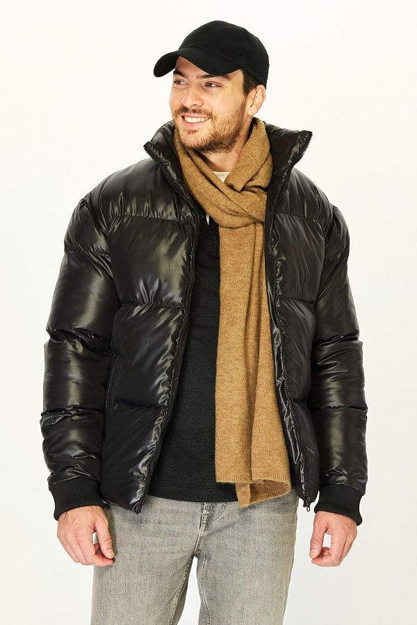 D1fference-Schwarze Pufferjacke für Herren – Faserfüllung, warm, winddicht 1