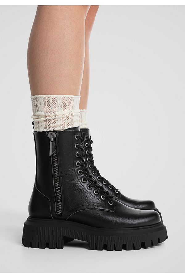 Stradivarius Ankle Boots Black Flat Trendyol