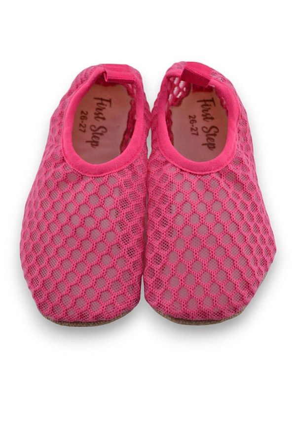 First Step-Fuchsia Girl's Pool Booties - Mesh and Non-Slip Sole - F-9024 1