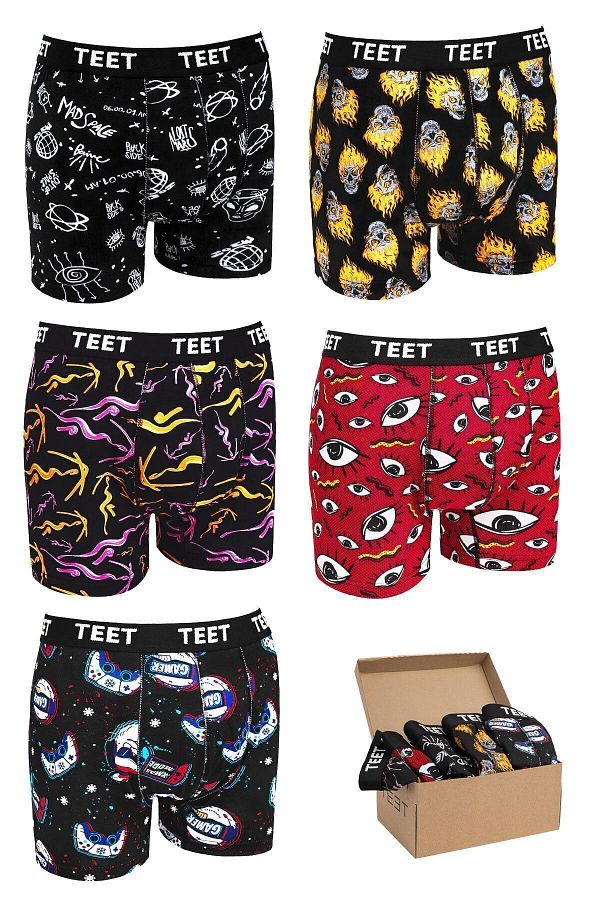 TEET-Boxer pentru bărbați Premium Set de 5 Bumbac Lycra Model Full Mold 1