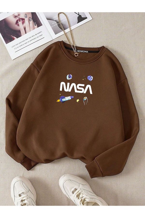 DM DOLCE MORE Space Nasa Printed Kids Unisex Crew Neck Sweatshirt Trendyol