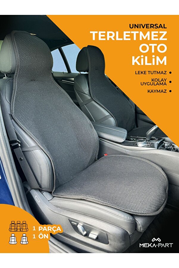 TREND Meka Part Terletmez Koltuk Koruyucu Kılıf Tekli Siyah Universal 1 Parça Ön koltuk Için