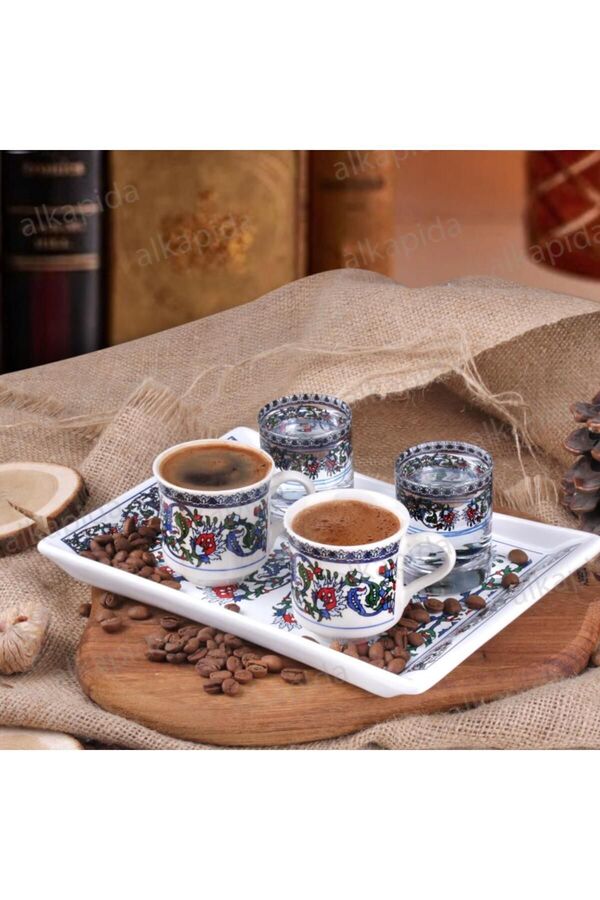 AYBABA STORE-Coffee Presentation Set for Two with Topkapi Tile Motif 1