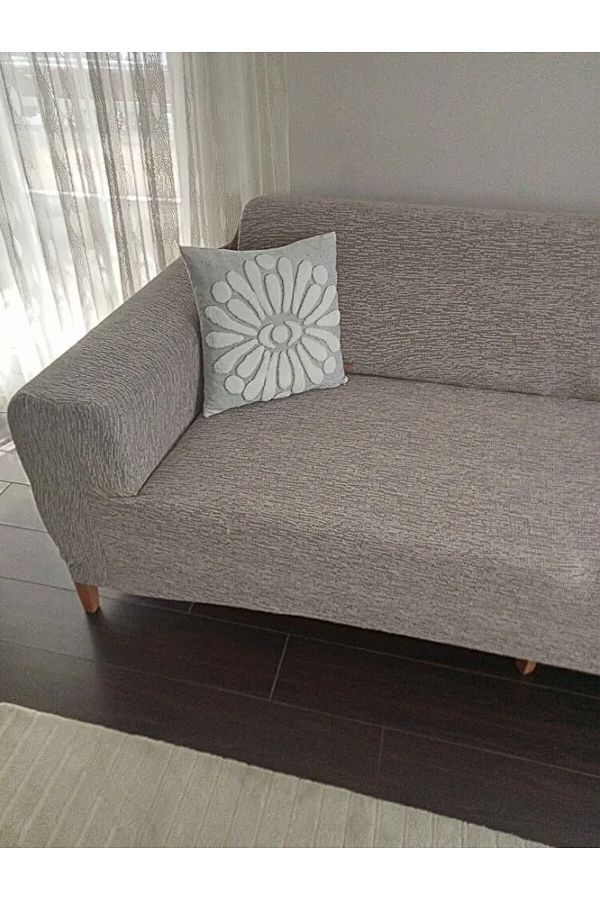 Faiend 3 Seater Mink Sofa Cover Plain Jacquard and Elastic Sofa Cover Trendyol