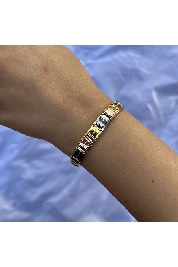 shesra 18 Cm Italian Charm Nomination Bracelet Gold Rose Gold Silver Silver Trendyol