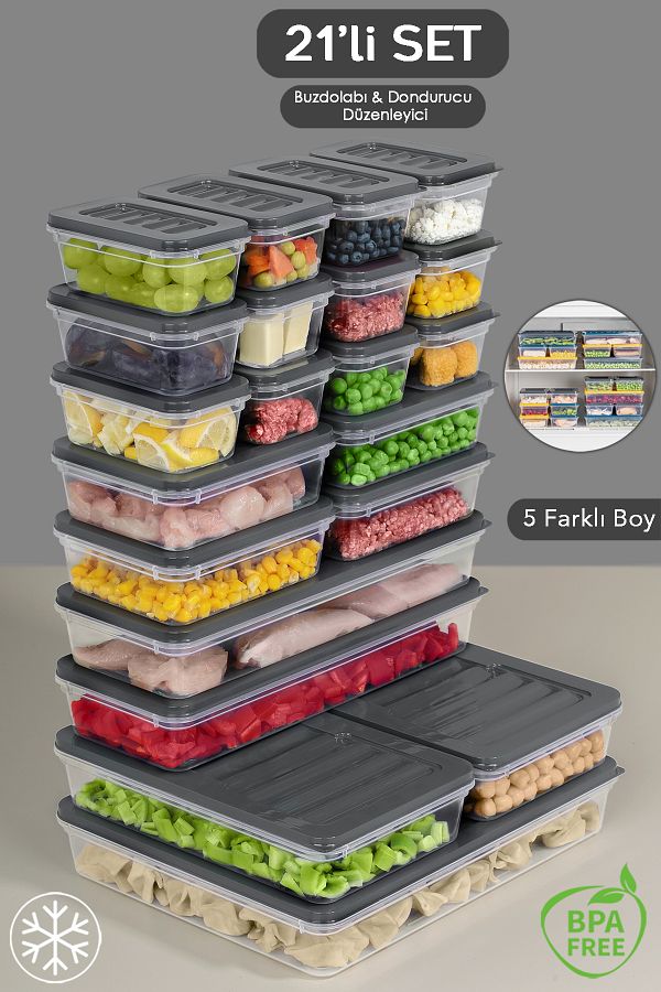 Meleni Home-21 Piece Anthracite Microwave Diffuser Convenient Storage Set -1X2400Ml 2X1170Ml 2X1200Ml 4X600Ml 12X240Ml 1