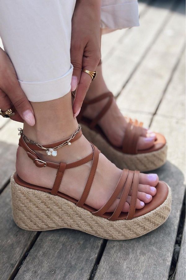 Tan colored wedges shop