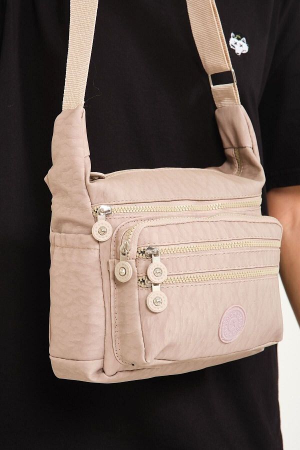 star polo Waterproof Crinkle Fabric 6 Compartments 6 Zippers Shoulder Bag with Elastic Sides Messenger Bag Trendyol