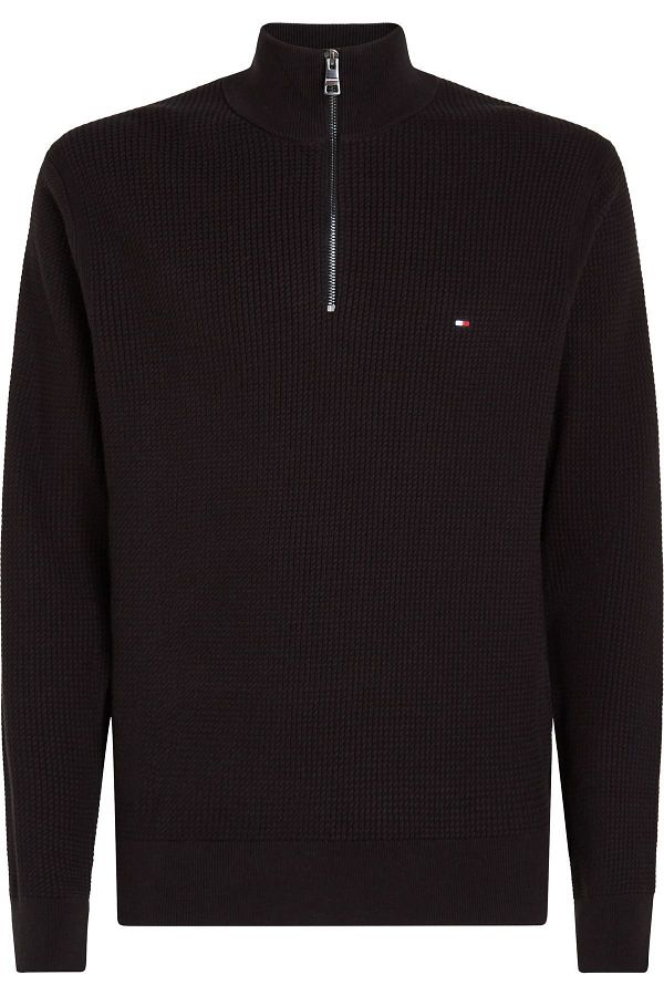 Tommy Hilfiger Men s Black Sweaters Cotton Blend Half Zipper Stylish Look Brand Logo Mw0Mw36527 Bds Trendyol