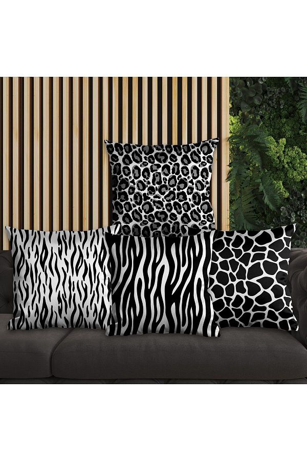 EJOYA-Zebra and Leopard Patterned Pillow Set of 4 - 45cm 113852 1