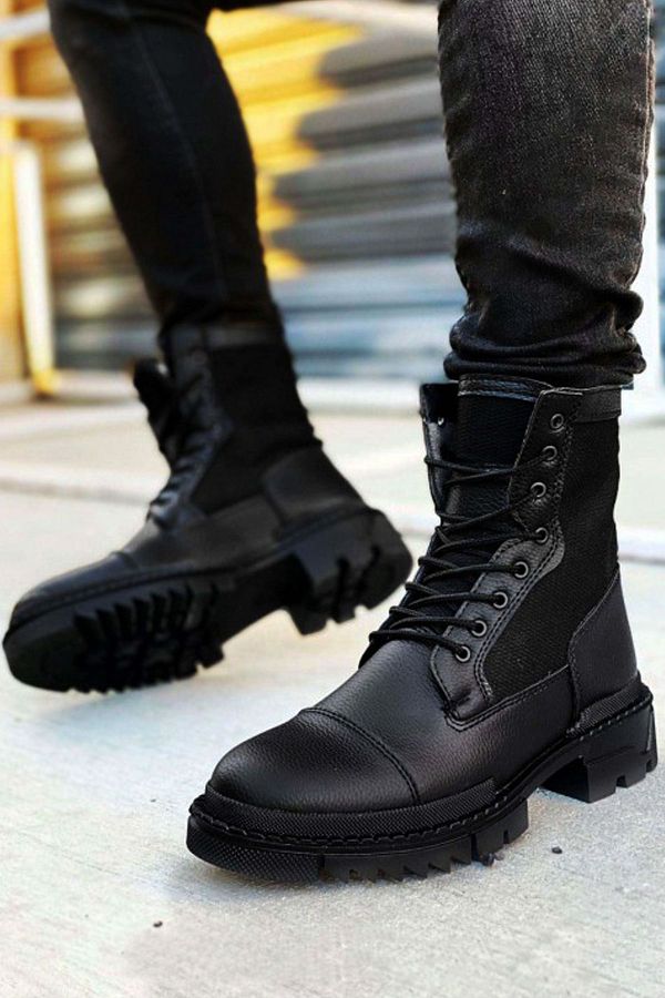 Giyyin Men s Black Boots Winter Military Design Trendyol