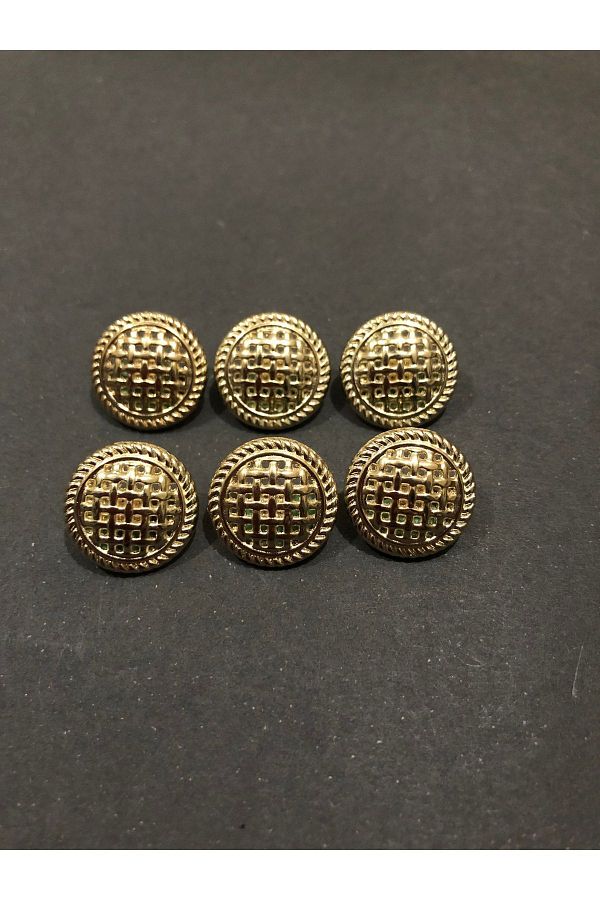 aensia-Gold Gold Mesh Model Button Small Size Button 24 Size Metal Button - Pack of 6 Buttons 1